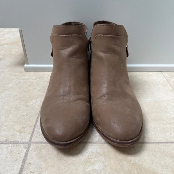 MIA Kendis Faux Leather Side Zip Low Heeled Ankle Bootie, Size 9M, Taupe - Picture 7 of 15